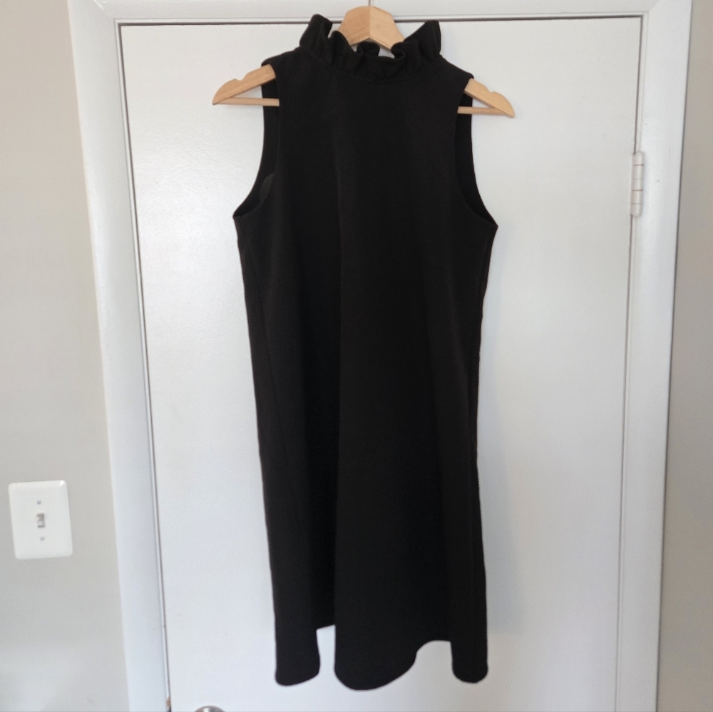 Tuckernuck Black Ruffle Neck Tie Sleeveless Dress Blythe Size Medium - Picture 3 of 6